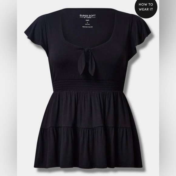 torrid Tops - Super Soft Tie Front Keyhole Babydoll Top